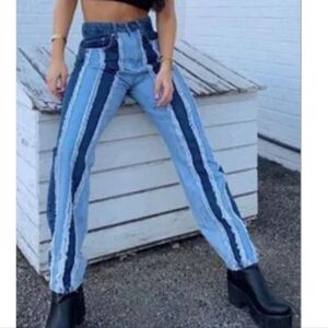 The Ragged Priest Breacher two tone fray trim denim Free People